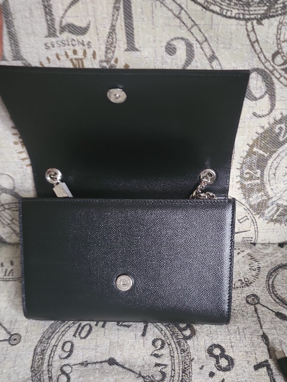 Saint Laurent Kate Medium Black Textured Leather Silver YSL Logo - Picture 3 of 4